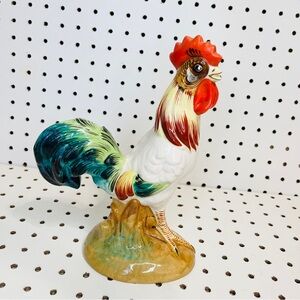 Decorative Ceramic Rooster Chicken Vintage Italian Hand Painted Colorful